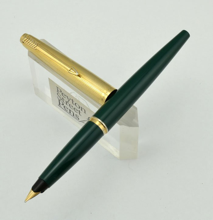 Parker 45 Fountain Pen - Green, Gold Lined Cap, 14k Medium Nib