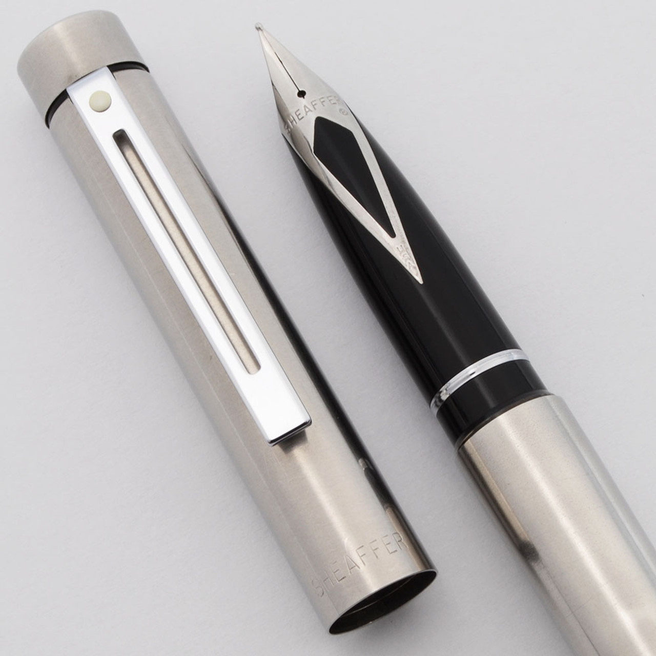 Sheaffer TARGA 1001 Fountain Pen, Early Version (1980-88) - Brushed Stainless Steel, Medium Steel (Excellent, Works Well)