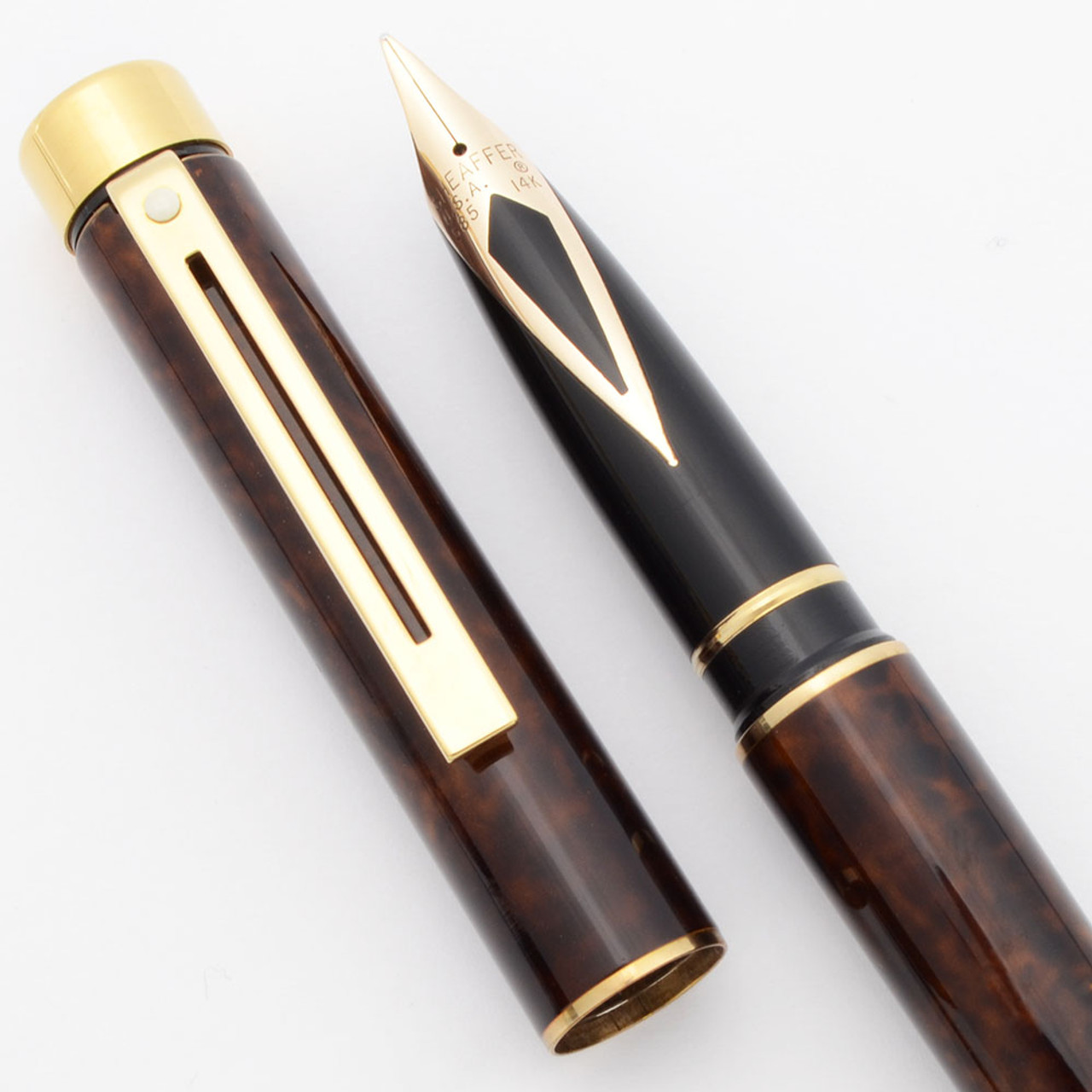 Sheaffer TARGA 1030 Fountain Pen (1970s/80s) - Thuya Ronce Brown Marble Lacquer, C/C, 14k Medium Nib (New  Old Stock in Box, Works Well)