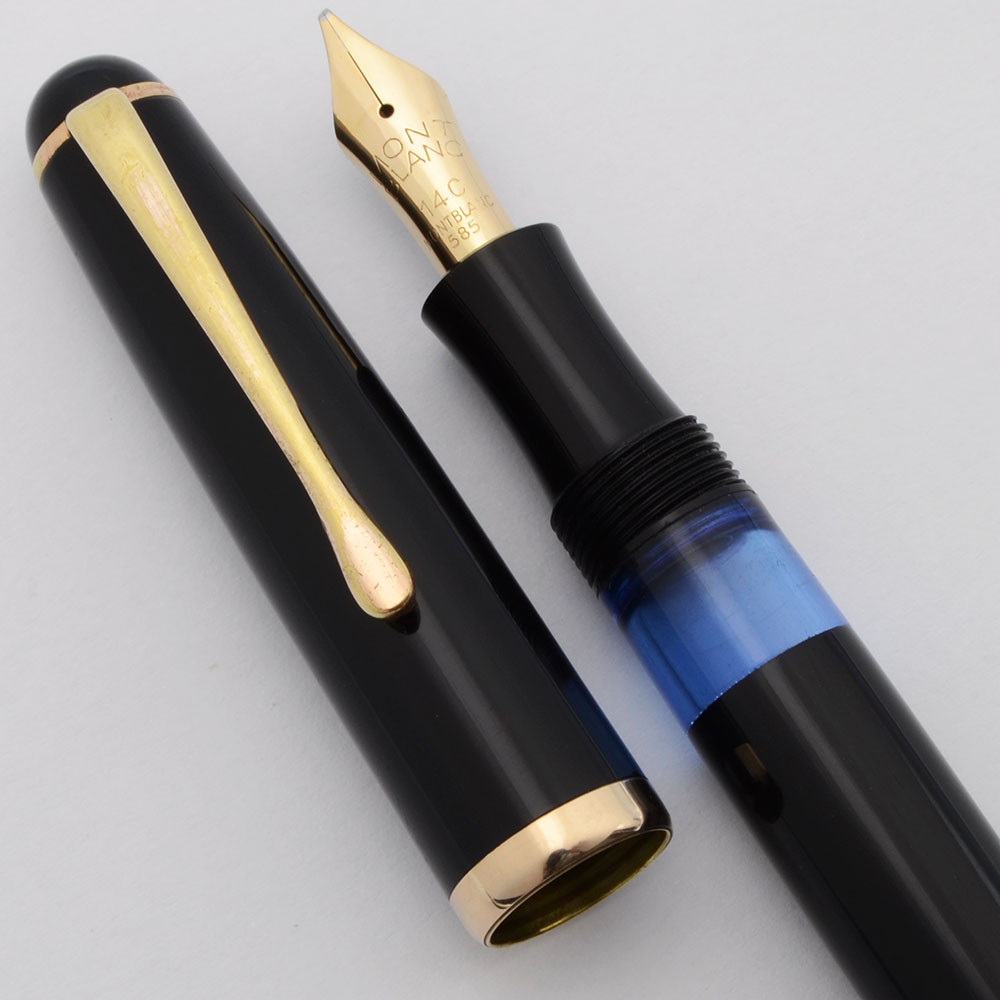 Montblanc 344-G Fountain Pen (1950s) - Basic Black w/GT,  Piston Filler,  14k OBB Nib (Excellent, Works Well)