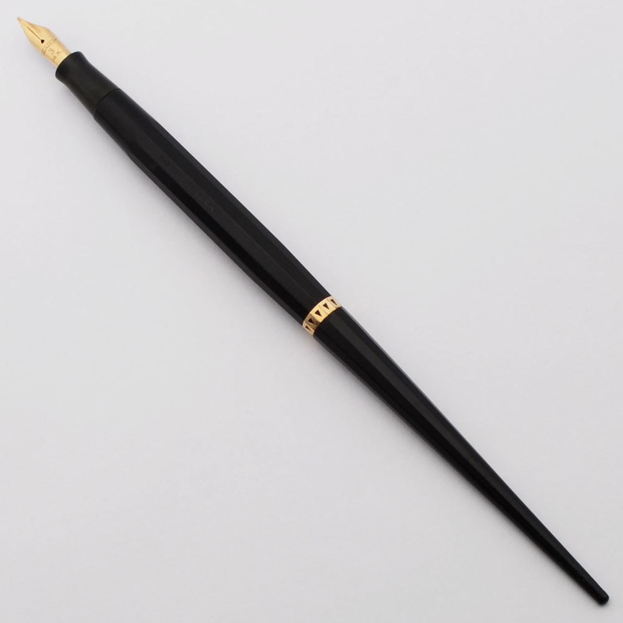 Wahl Doric Gold Seal Desk Fountain Pen (1930s) - Black w/GT, Lever Fill, Flexible 14k Wahl #3 Nib  (Very Nice, Restored)