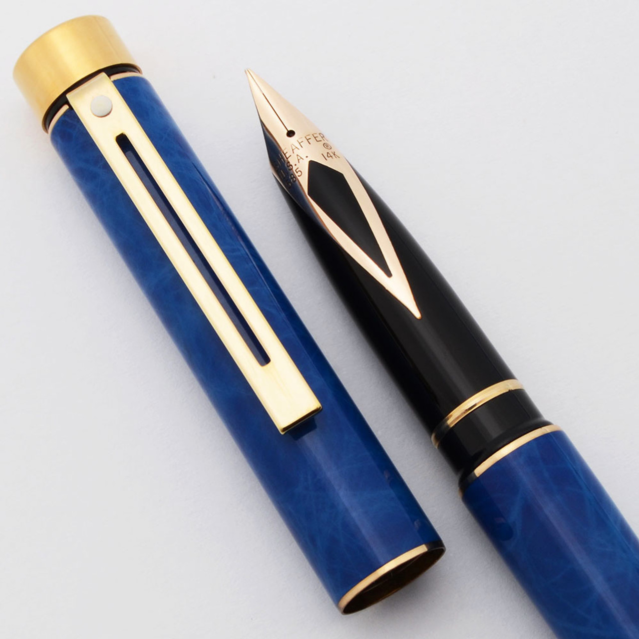 Sheaffer TARGA 1036 Fountain Pen (1980s/90s) - Blue Ronce, C/C, 14K Fine Nib (Near Mint in Box, Works Well)