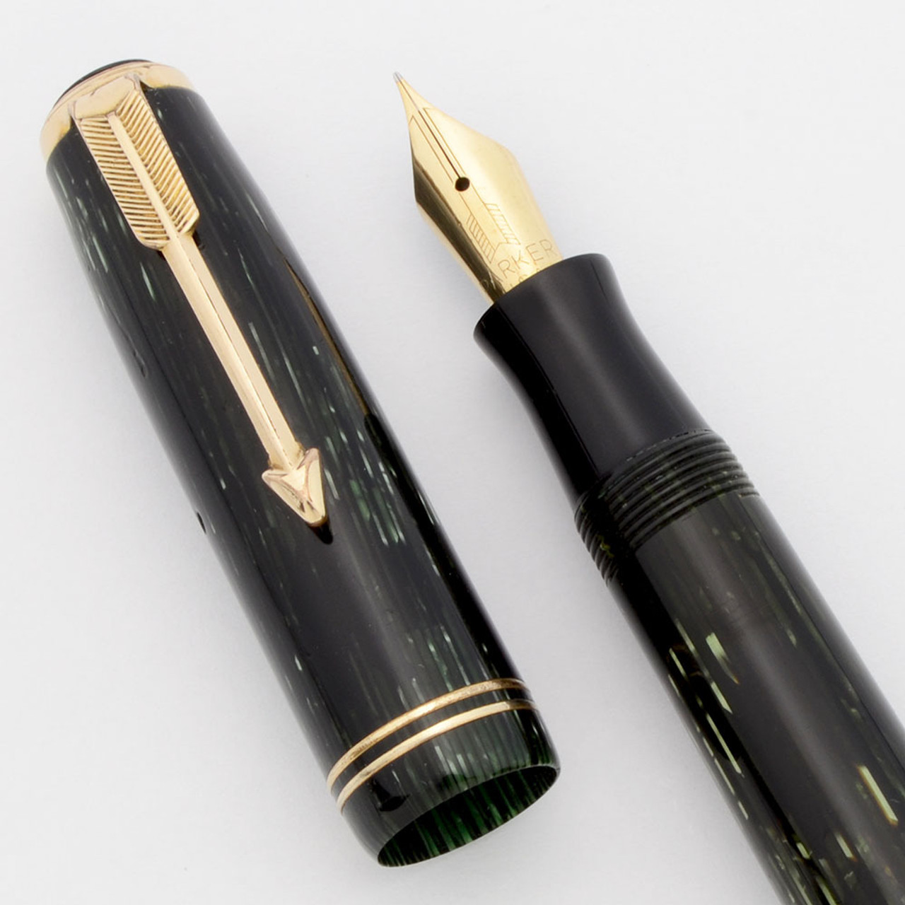 Parker Vacumatic Shadow Wave Standard Fountain Pen  (1939) - Speedline, Medium Flexible (Excellent, Restored)