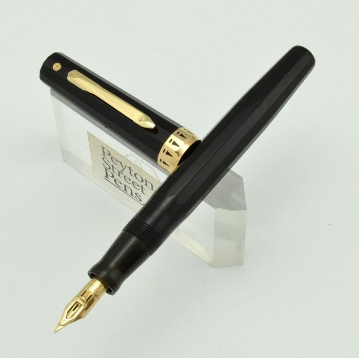 Wahl Doric Gold Seal Fountain Pen - Full Size, Black, Adjustable Nib (Excellent, Restored)