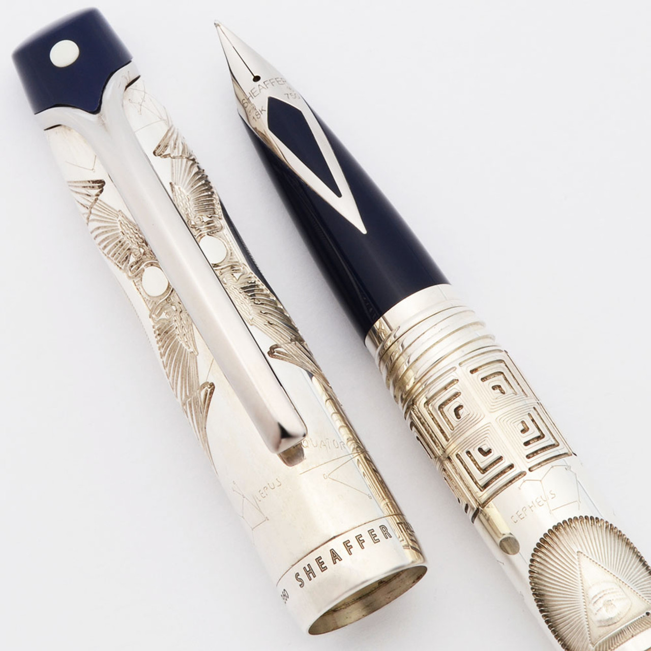 Sheaffer Valor "Stars of Egypt" LE Fountain Pen (2006) - Italian-made, 059/360, Engraved Sterling Overlay, Medium (Near Mint, Works Well)