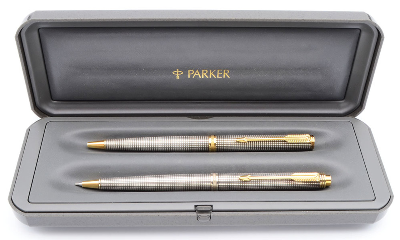 Parker 75 Premier Ballpoint & Pencil Set (France) - Sterling Cisele (Excellent + in Box, Works Well)