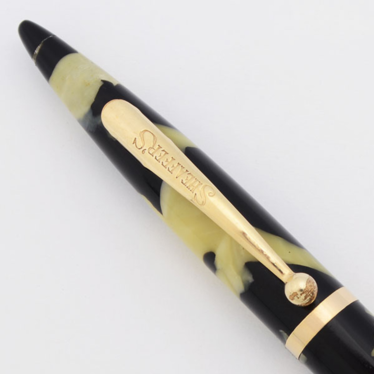 Sheaffer Balance Oversize Mechanical Pencil (1930s) -  Black & Pearl, Long Humped Clip,  1.1mm Leads (Excellent, Works Well)