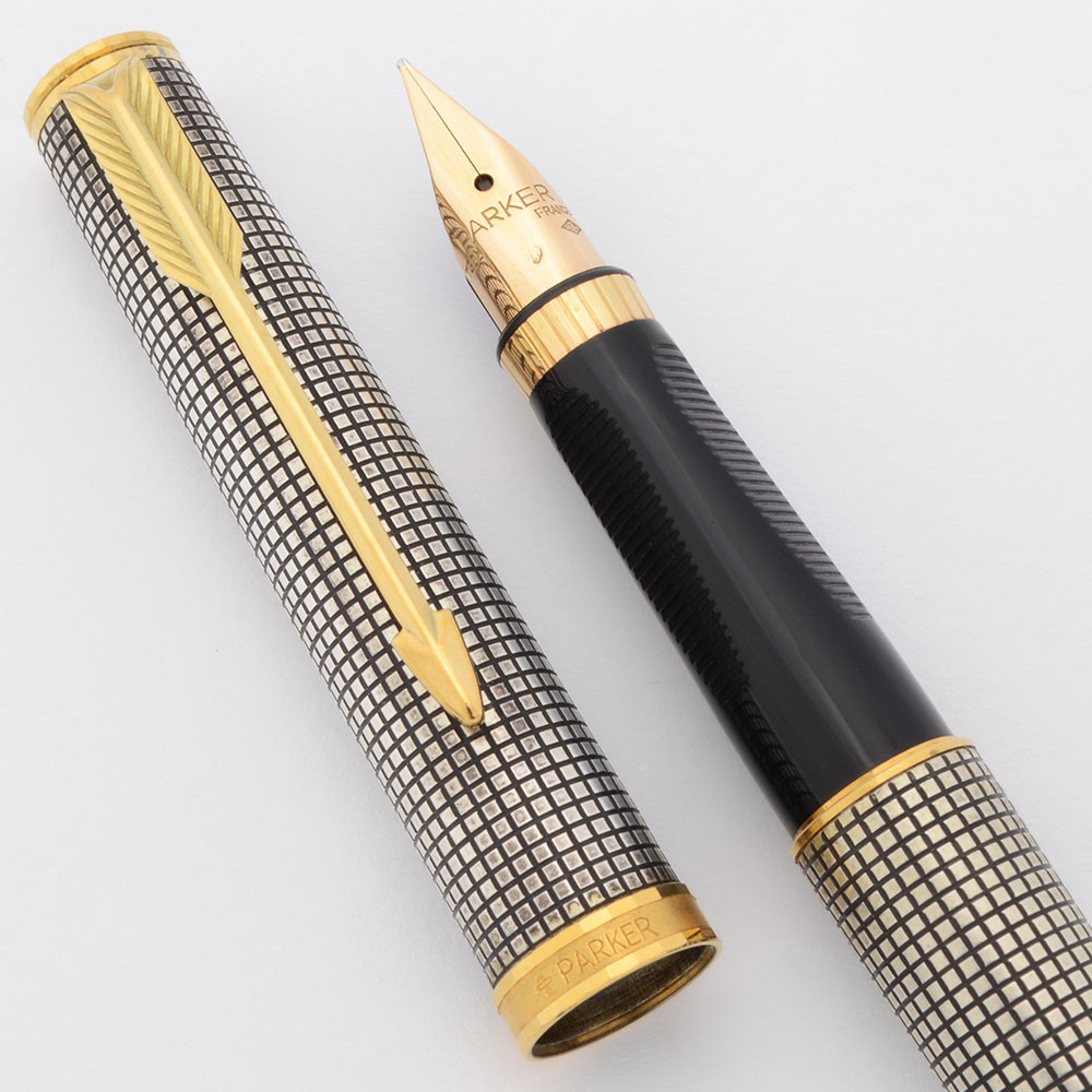 Parker 75 Premier Fountain Pen (France) - Sterling Cisele, Fine 18k Nib (Excellent +, Works Well)