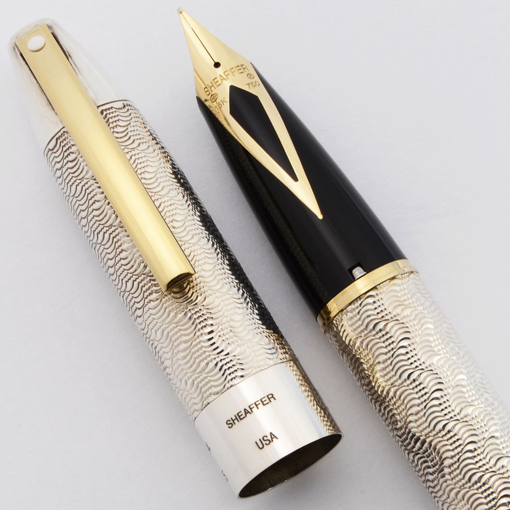 Sheaffer Classic Pens CP4 LE #294/1865 "Richmond" Fountain Pen (1997) - Sterling Silver w/Gold Clip,  18k Medium Nib,  Touchdown (Near Mint in Box, Works Well)