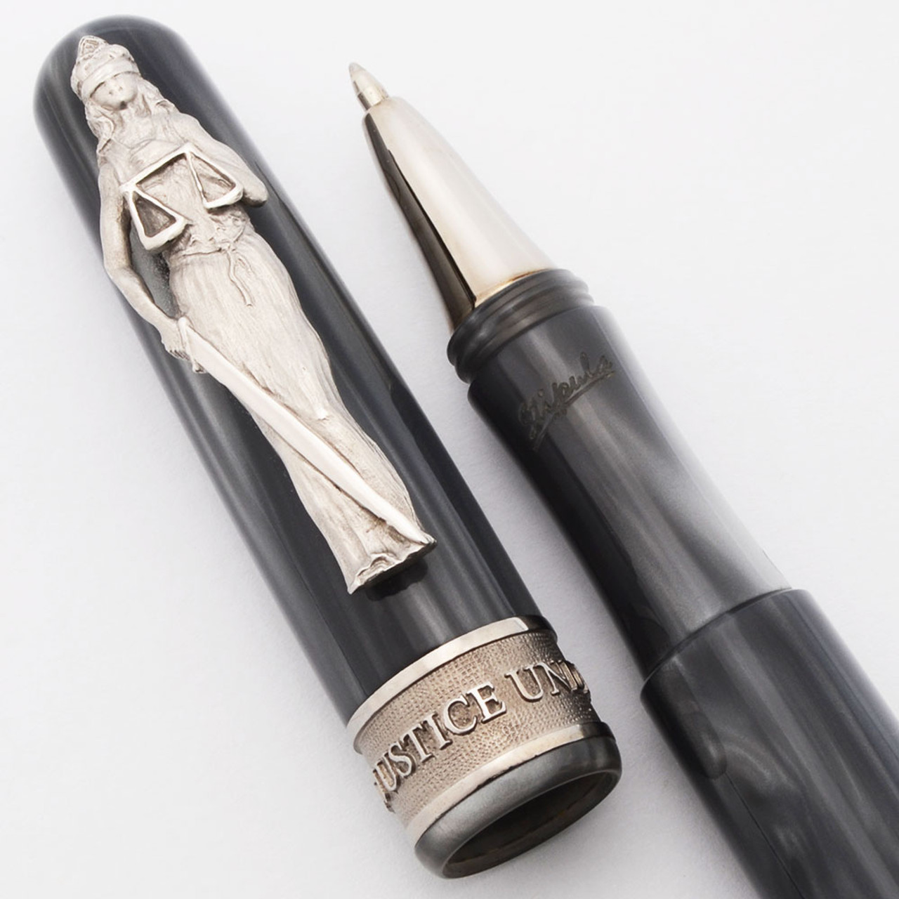 "Equal Justice Under The Law" LE (23/25) Rollerball Pen (Italy) - Grey Pearl, Sterling Silver Trim (Excellent +, Works Well)