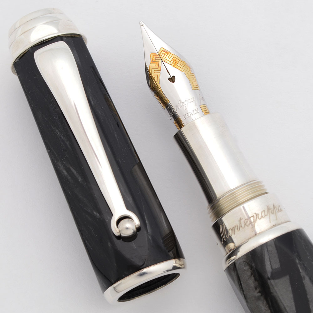 Montegrappa Emblema Fountain Pen - Gray Pearl Celluloid, Sterling