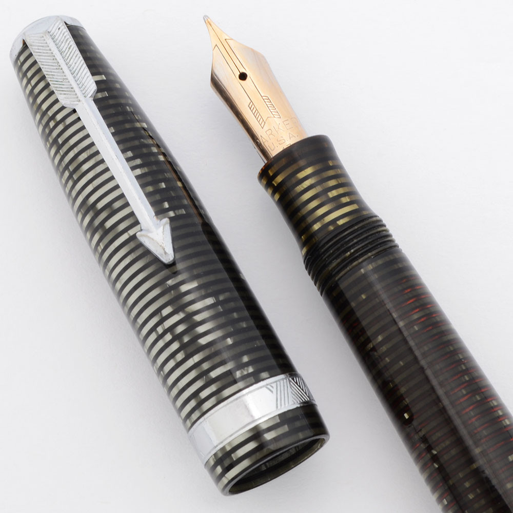 Parker Vacumatic Standard Fountain Pen (1937) - Grey Pearl, Double