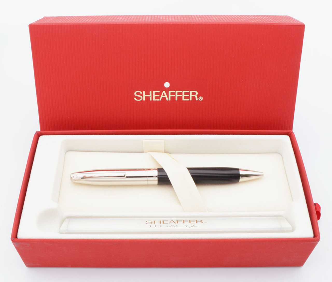 Sheaffer Legacy 2 Ballpoint Pen (#866, 1999-2002) - Linear Matte Black, Palladium Cap (Near Mint in Box, Works Well)