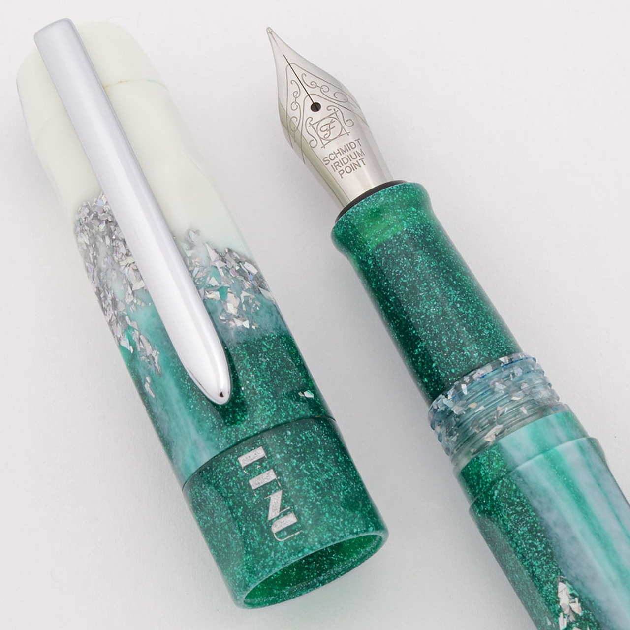 Benu Talisman "Mistletoe" Fountain Pen LE (2021)  - Green Sparkle, #076/300, C/C, Fine Steel Nib (Mint in Box, Working Well)