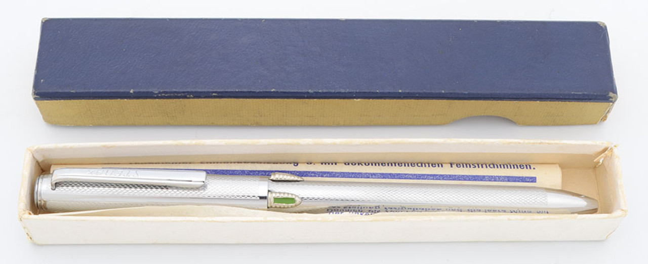 Stenax Multi-Ballpoint 4 Color (1950s, Germany) - Alpaca Silver w/Barleycorn Pattern (Excellent in Box, Working)