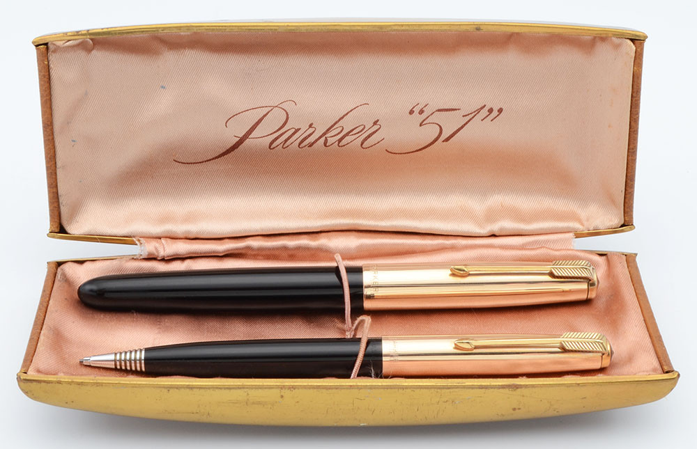 Parker 51 Aerometric Fountain Pen Pencil Set (1952) - Black, GF