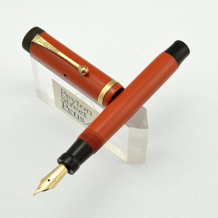 Parker Lucky Curve Duofold Junior 1930s Fountain Pen - Red, Fine