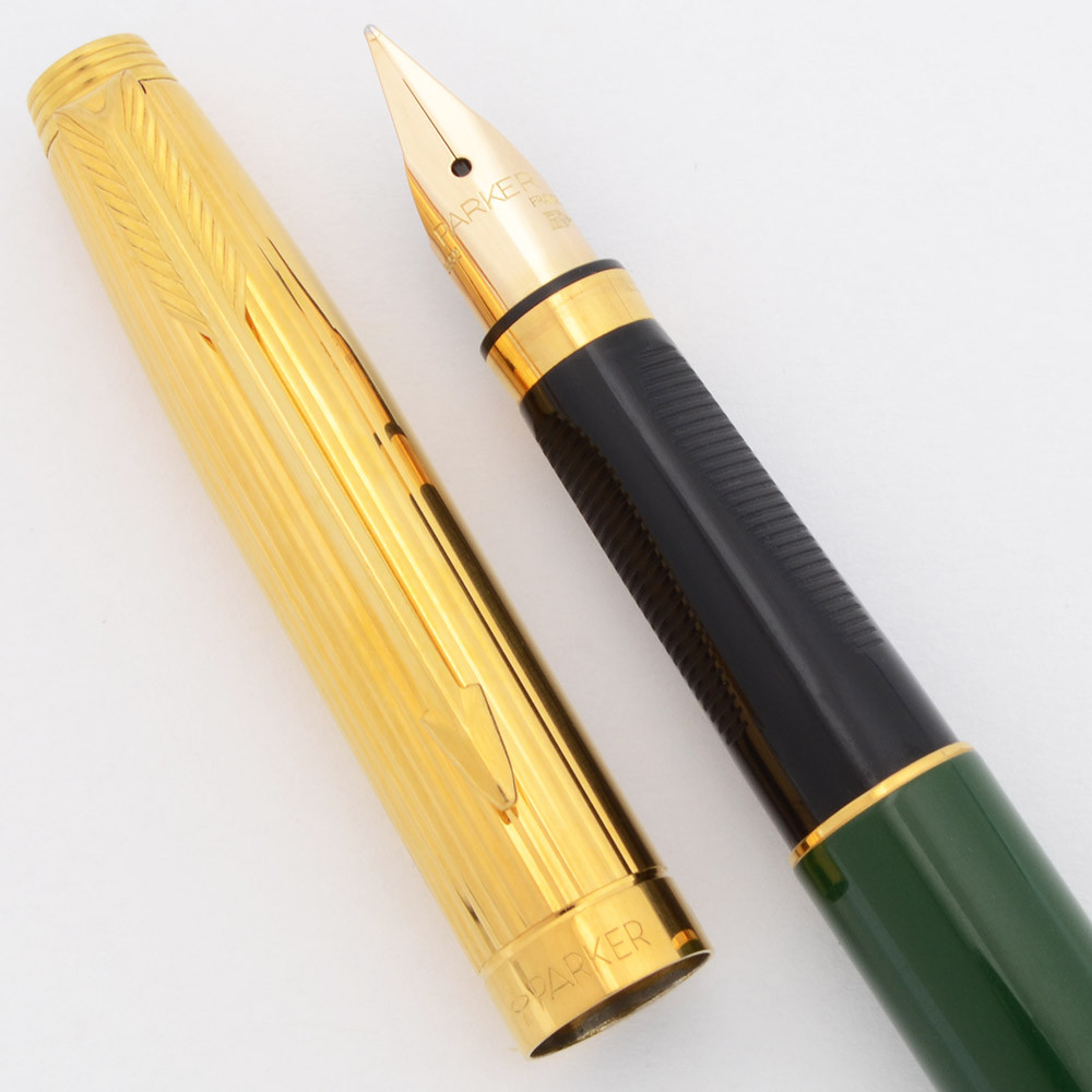 Parker 75 Custom Fountain Pen (1990) - Gold Lined Cap, Green