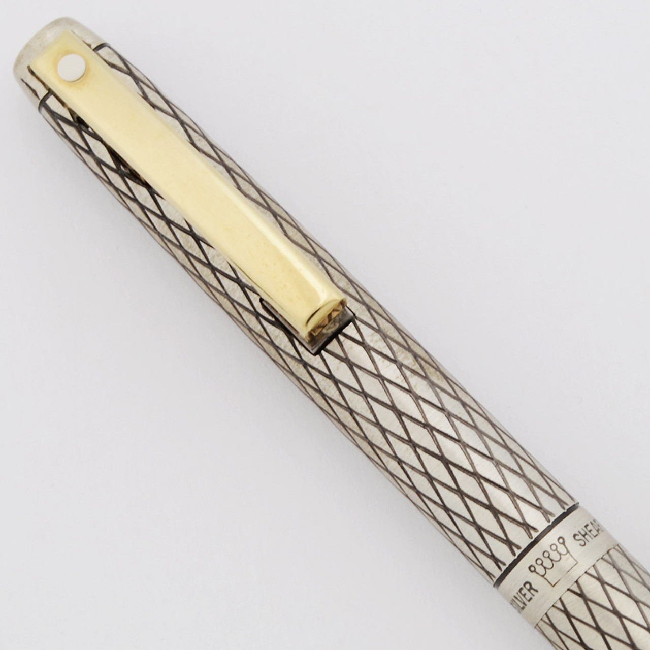 Sheaffer Silver Imperial Ballpoint (Later Version) - Sterling Diamond Design (Excellent, Works Well)