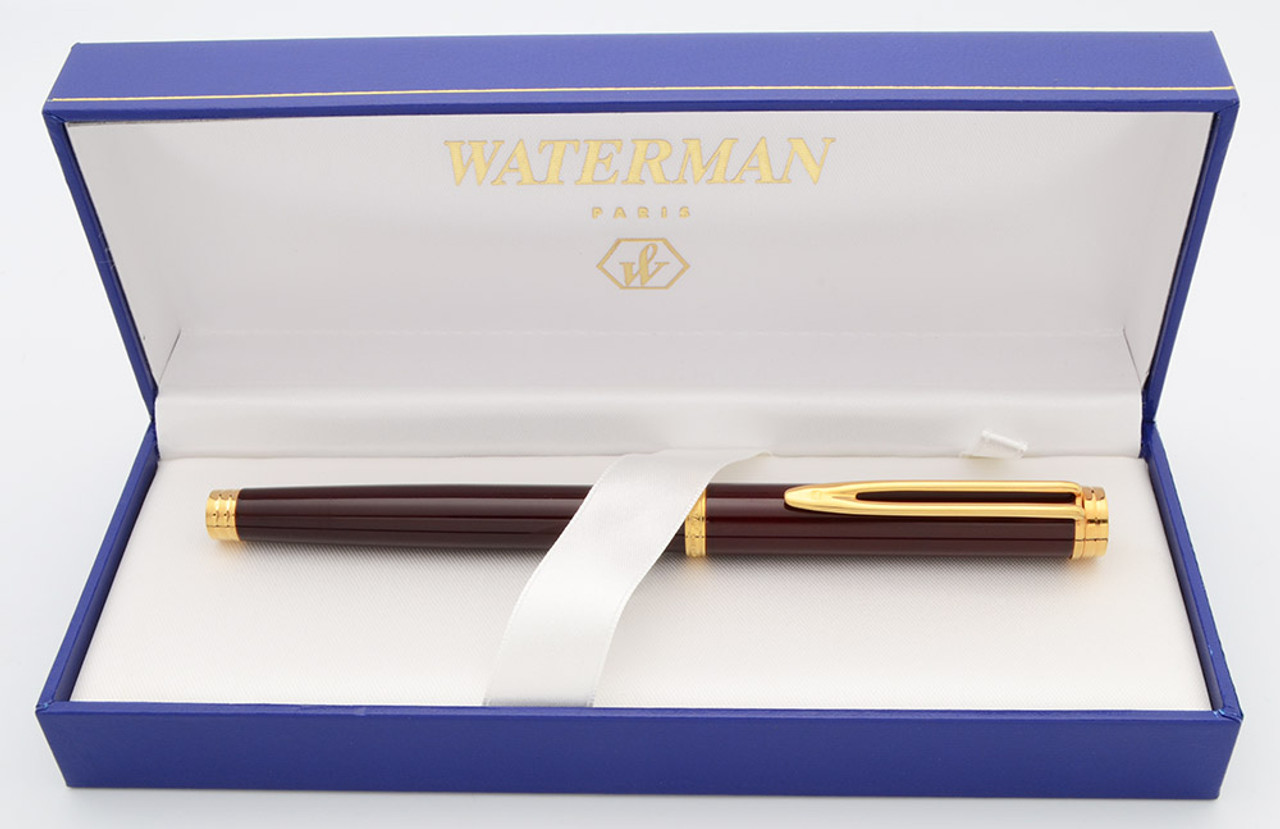 TosdnuosC4 WATERMAN Waterman Gentleman Fountain Pen - Burgundy w/GT, C/C, Fine