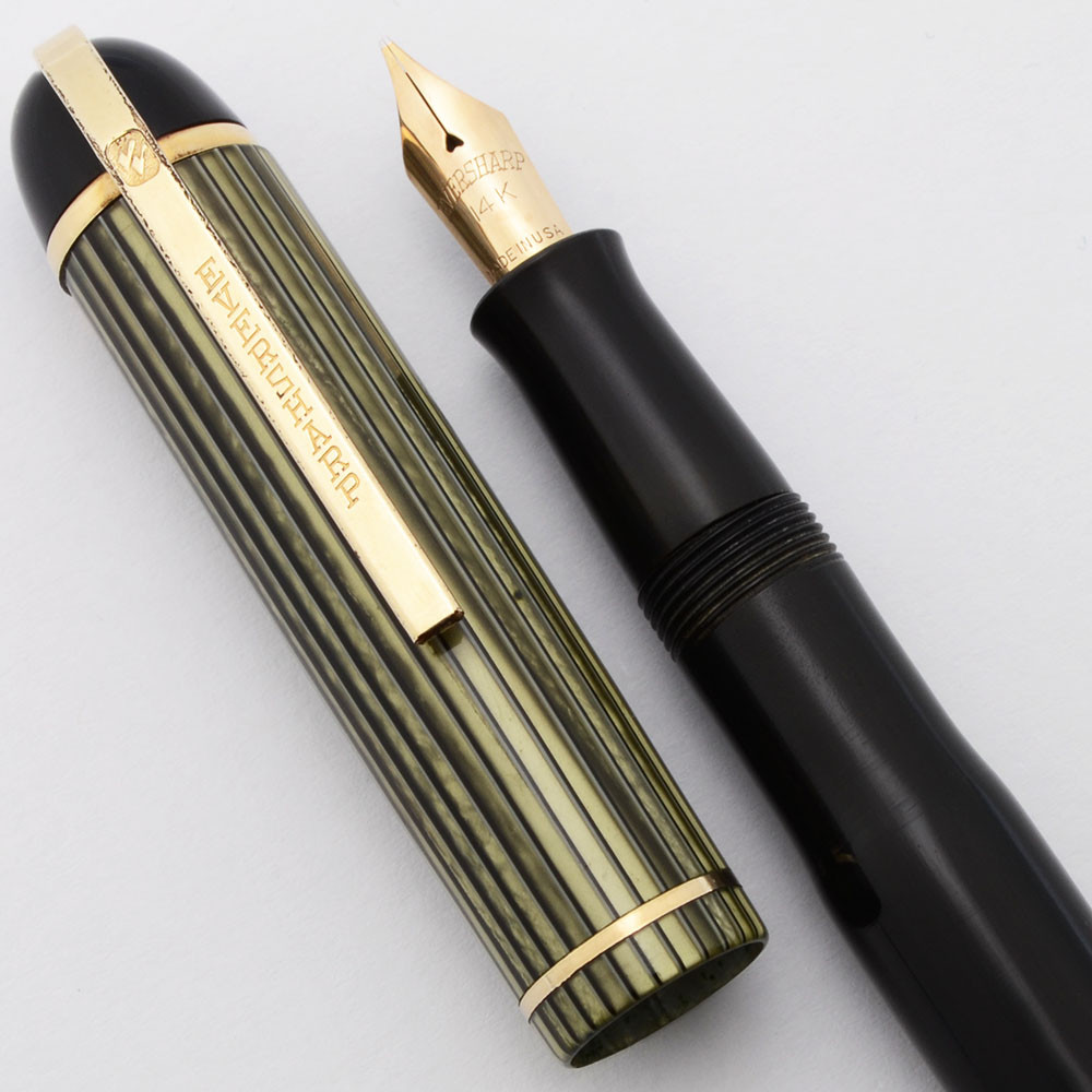 Eversharp Skyline Fountain Pen (1940s) - Black w/ Green Striped
