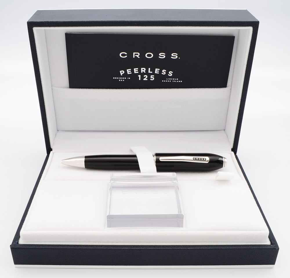 Cross Peerless 125 Ballpoint Pen - Black w/Platinum Trim  (Excellent in Box, Works Well)