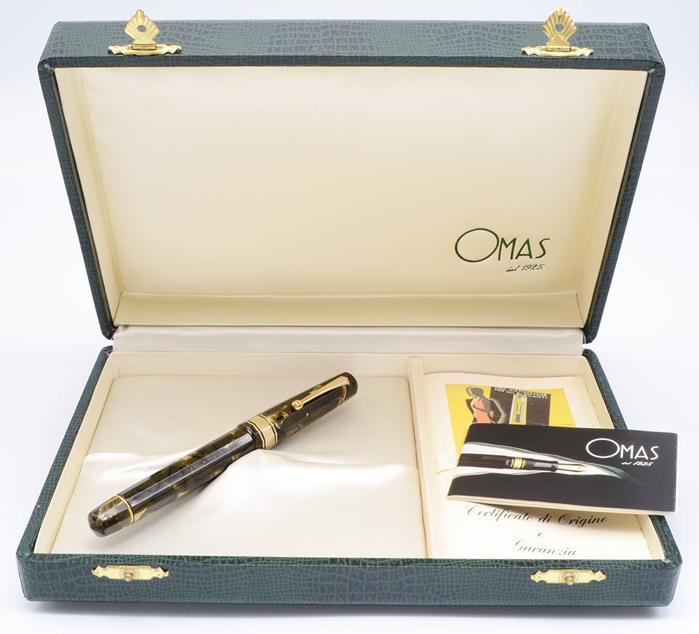 Omas Paragon Celluloid Fountain Pen - Multi-Faceted, Saft Green