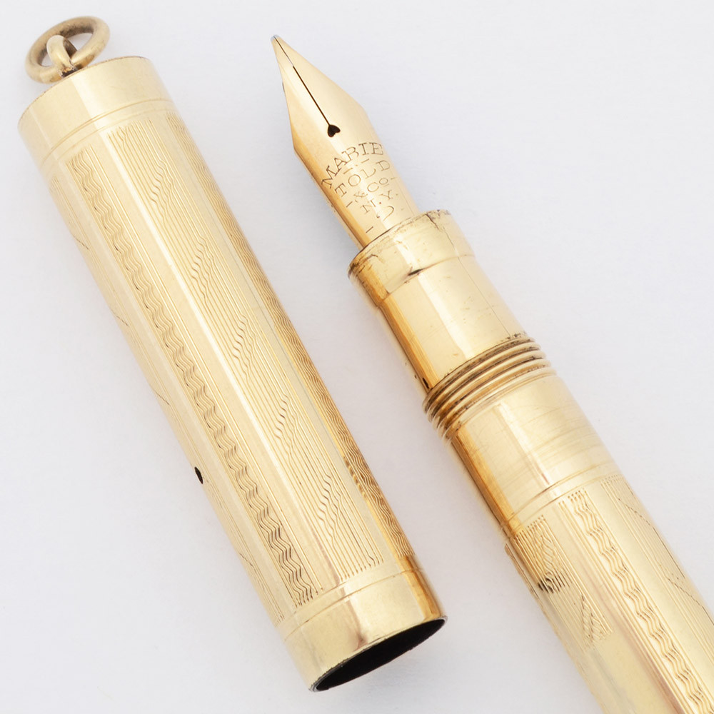 スワン/Swan Mabie Todd & Co. 万年筆 ペン先14CT 金 Mabie Todd (USA) Swan Ring Top Fountain Pen - Gold Filled, Semi