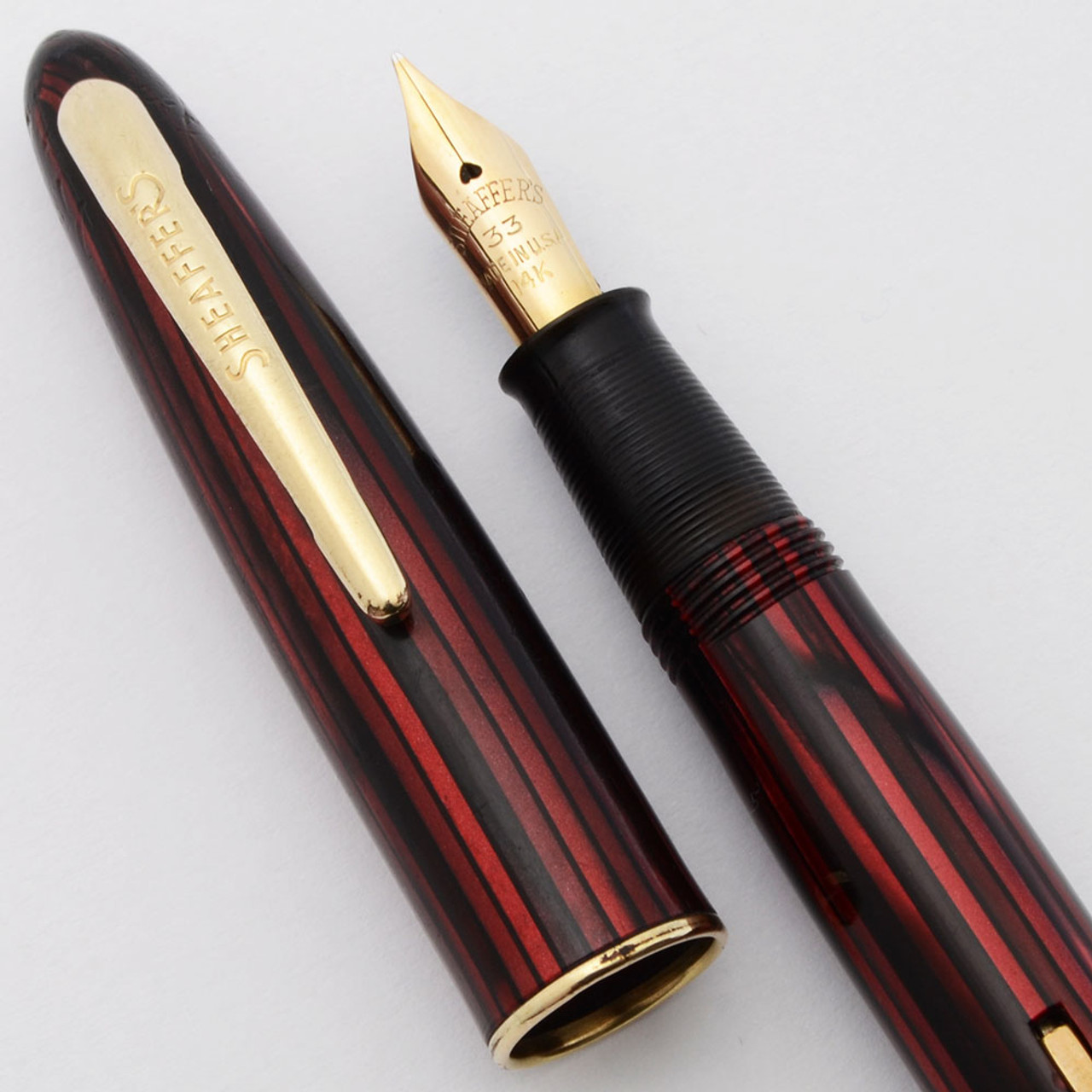 Sheaffer Craftsman Fountain Pen (1950s) - Carmine w/GT,  Lever Filler, Medium 14k #33 Nib (Very Nice, Restored)