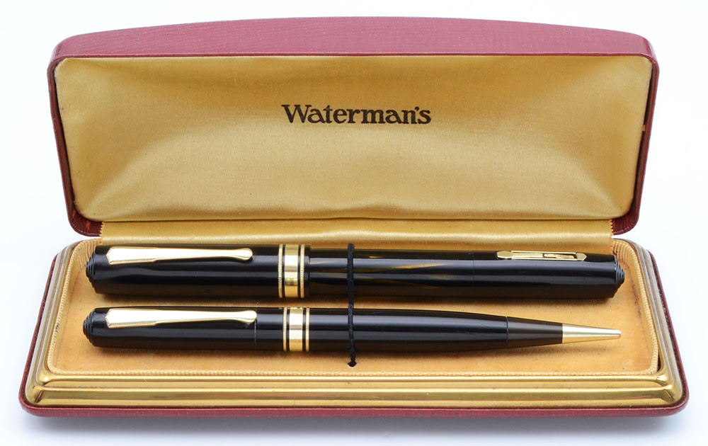 Waterman ink-vue 万年筆 ヴィンテージ 30年代 IDEAL Waterman Ink-Vue Fountain Pen Set (1935) - Jet, Flexible Fine