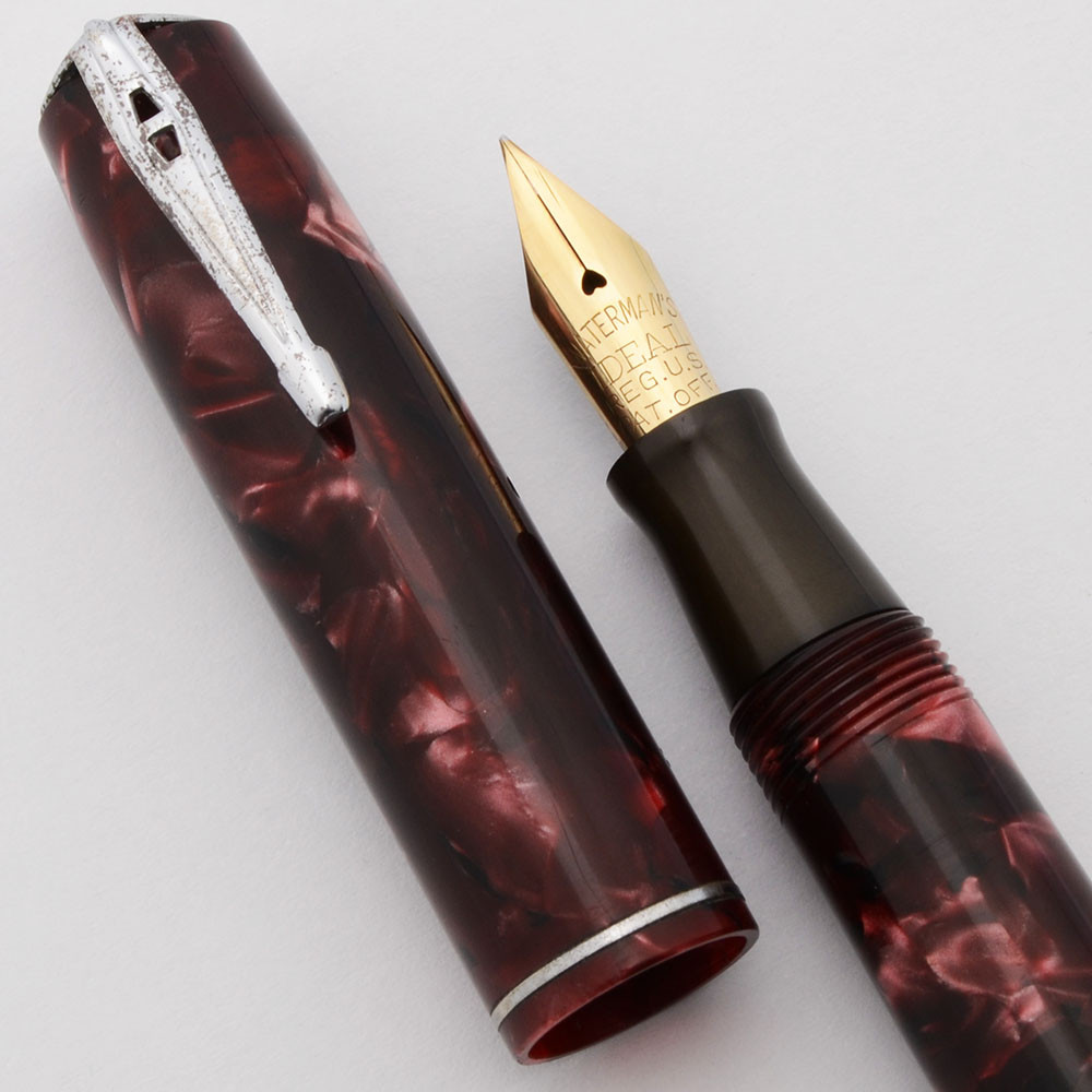 Waterman 3V Fountain Pen (1933-39) - Burgundy (Claret) Marble w
