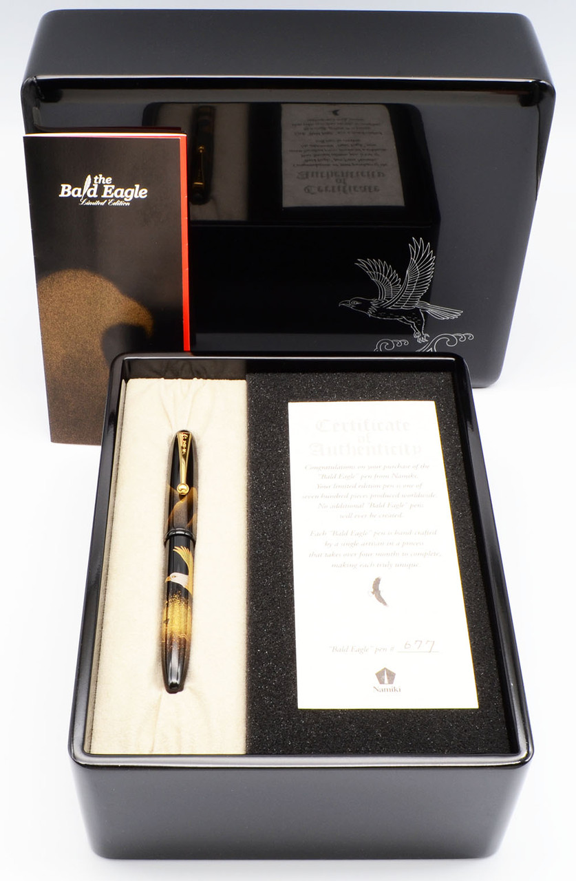 Namiki Bald Eagle Limited Edition (677/700) Fountain Pen (2001) - Bald Eagle Maki-e, Cartridge/Converter, 18K Medium (Excellent in Box, Works Well)
