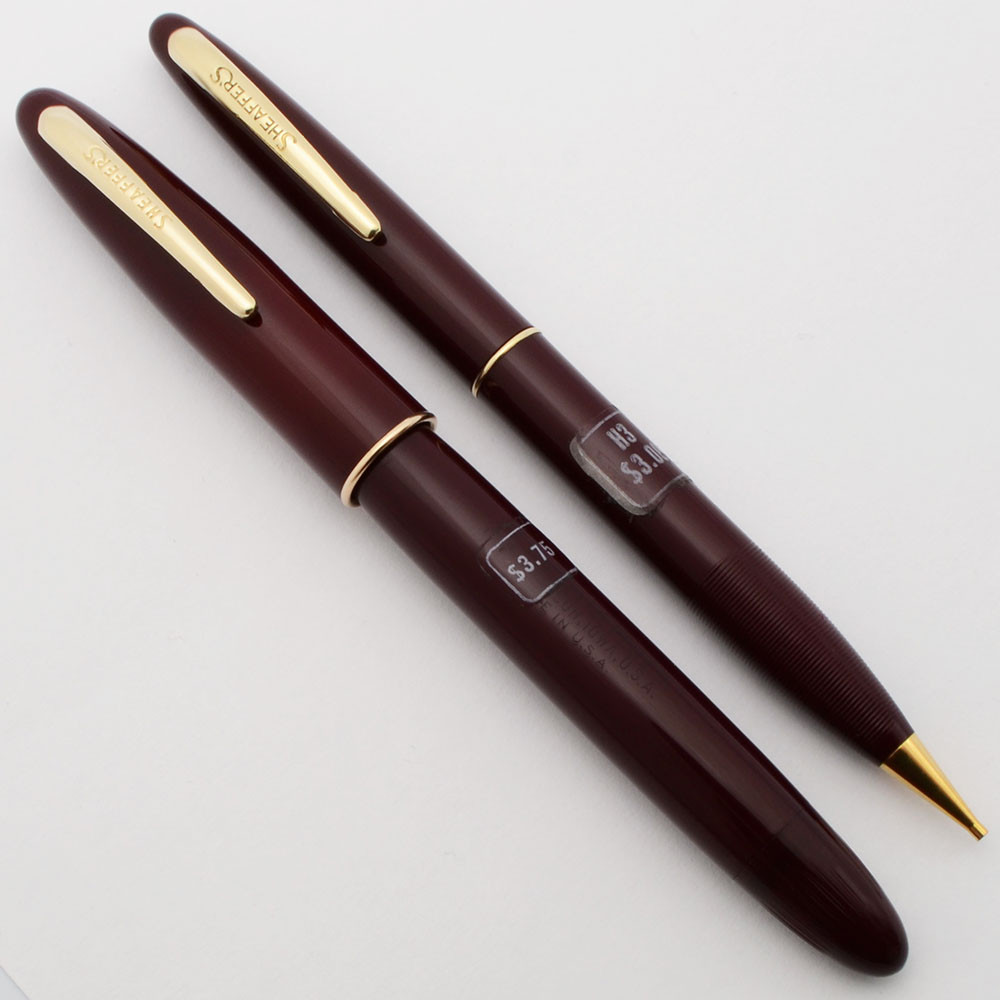 Sheaffer Craftsman Fountain Pen & Pencil Set (1950s) - Burgundy w