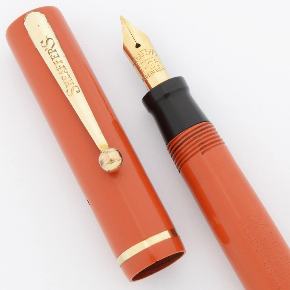 Sheaffer 3-25 Flat Top (1920s/30s) - Orange w/GT, Junior Size