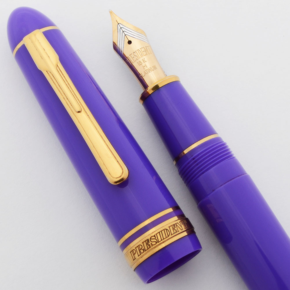 Platinum President Fountain Pen - Purple Passion, C/C, Medium 18k