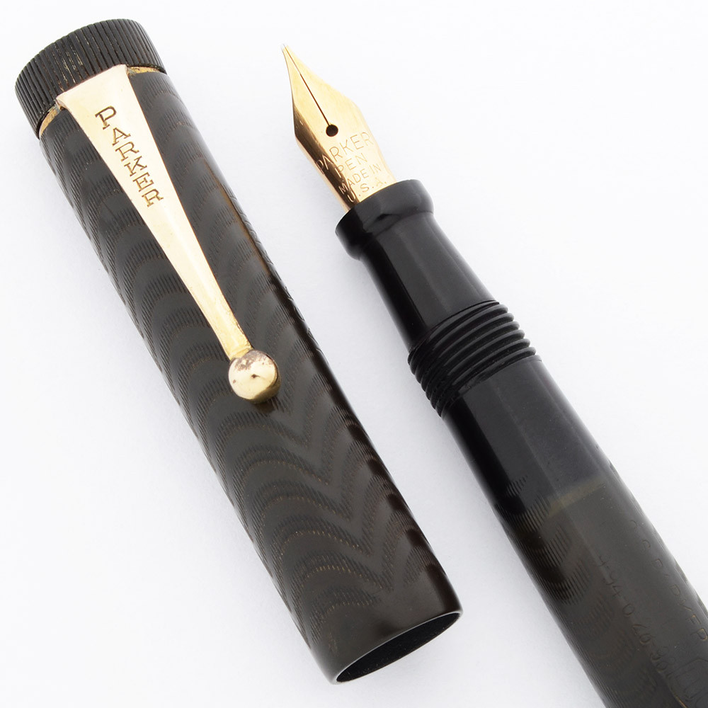 parker lucky curve 万年筆 Parker Lucky Curve Pen 2-1/2 (1920s) - BCHR w/GT, Button Filler