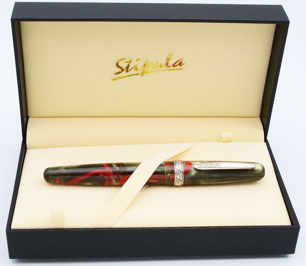 Stipula Etruria Amalfi LE (23/25) Fountain Pen - Strawberry Mint Resin, Sterling Trim, C/C, Broad 14k Nib (Near Mint in Box, Works Well)