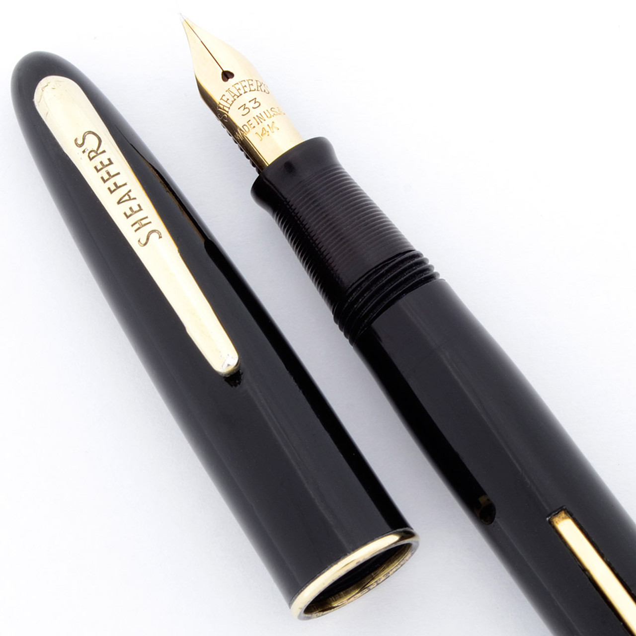 Sheaffer Craftsman Fountain Pen (1940s) - Jet Black, Lever Filler, Fine 14k #33 Nib (Excellent, Restored)