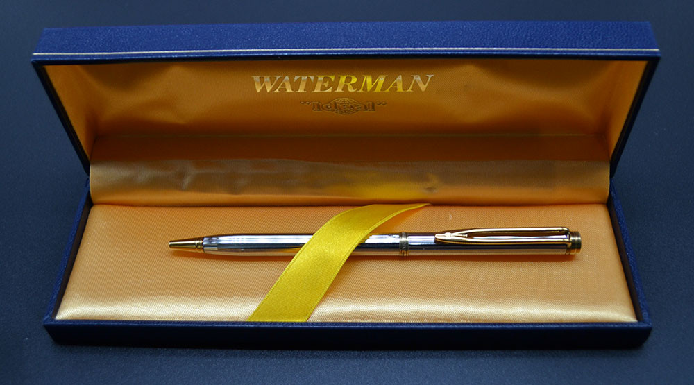 Waterman Gentleman Ballpoint Pen - Silver Plated, Gold Trim (Near