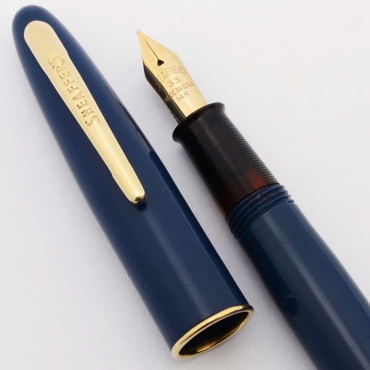 Sheaffer Craftsman Fountain Pen (1950s)  - Blue, Touchdown, Medium 14k #33 Nib (Very Nice, Restored)