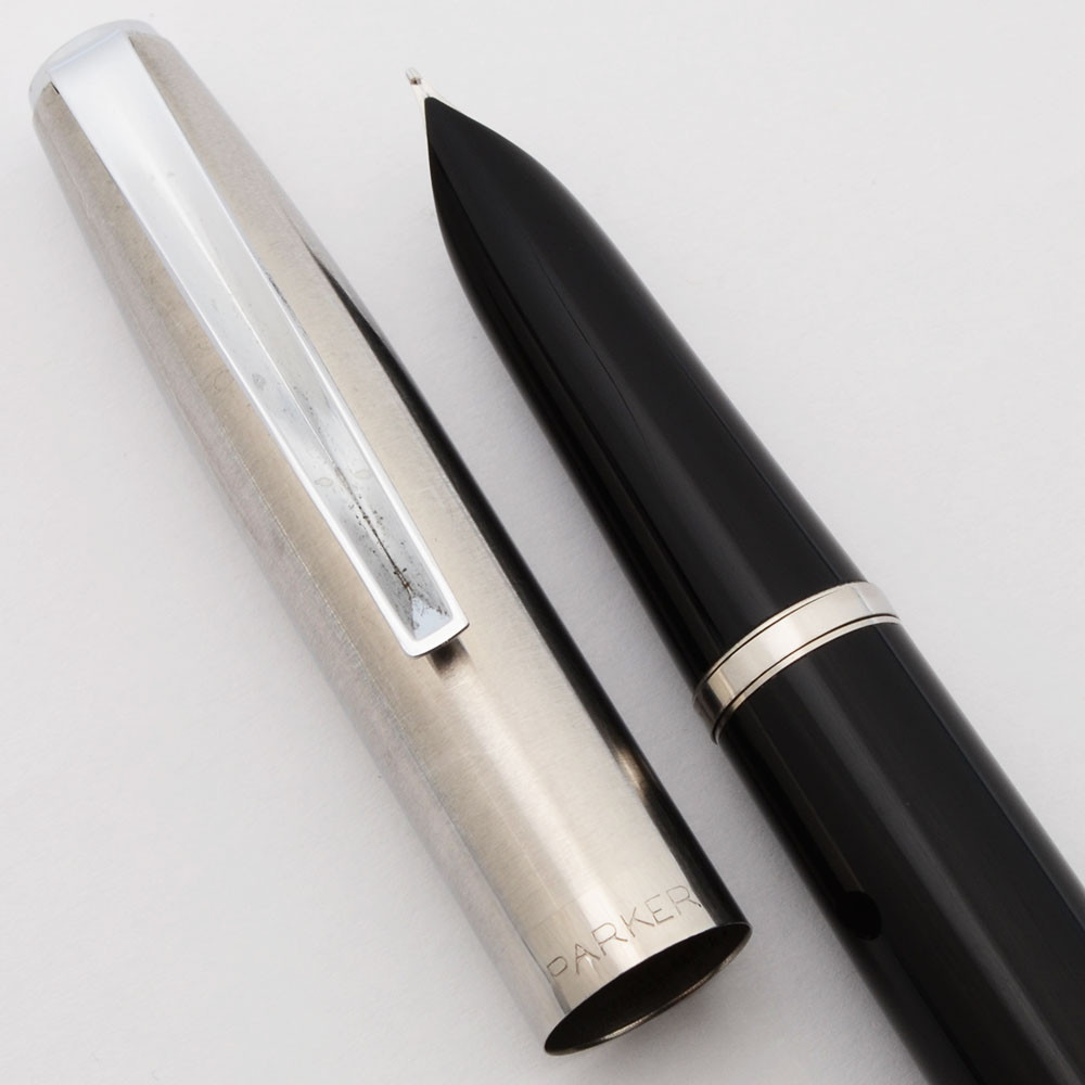 Parker 21 Fountain Pen (1954-65) - Trough Clip, Black, Aerometric