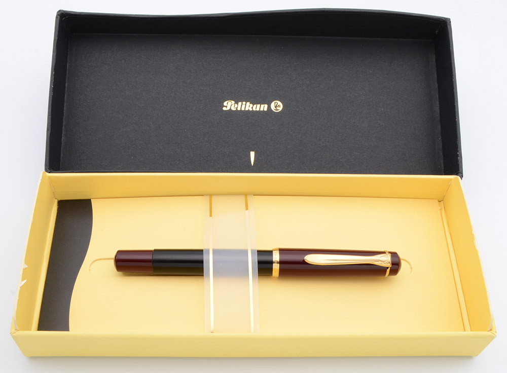 Pelikan M150 Fountain Pen (Old Style) - Black-Burgundy, Fine GP