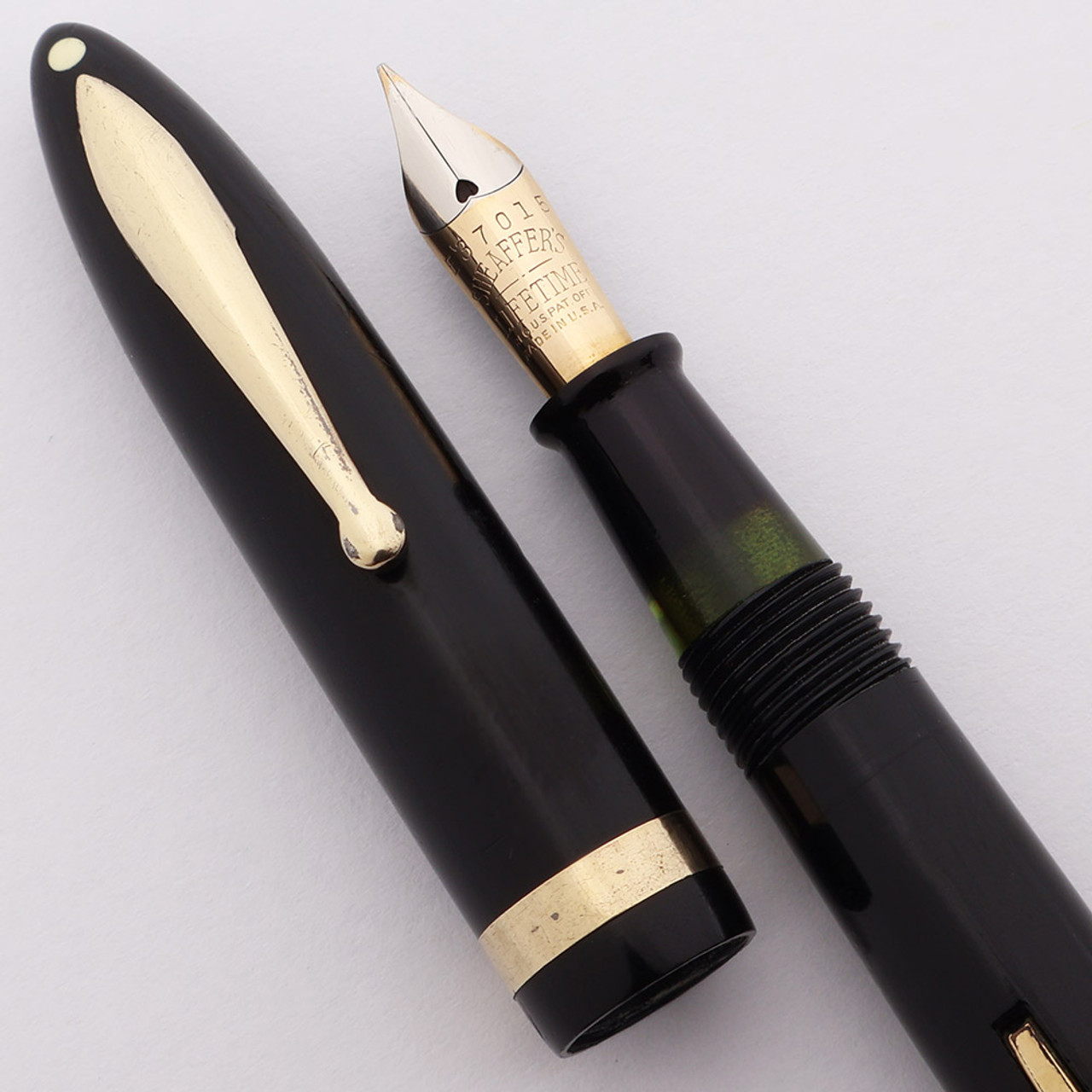 Sheaffer Lifetime Balance Junior Fountain Pen (mid-1930s) - Black w/GT, Lever Filler, Lever Filler,  Fine 14k Nib (Very Nice, Restored)