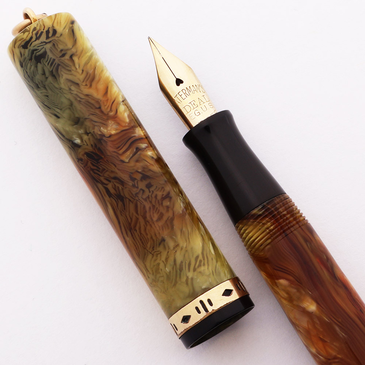 Waterman Lady Patricia (?) Ring Top  Fountain Pen - Persian w Gold Trim,  Ringtop, 14k Flexible Fine Nib (Excellent, Restored)