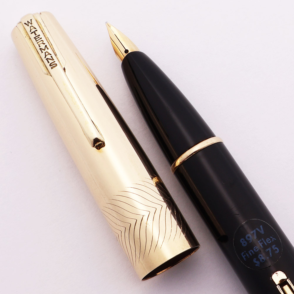 Waterman 897V Lady Garland Fountain Pen (1940s) Black, Gold Filled