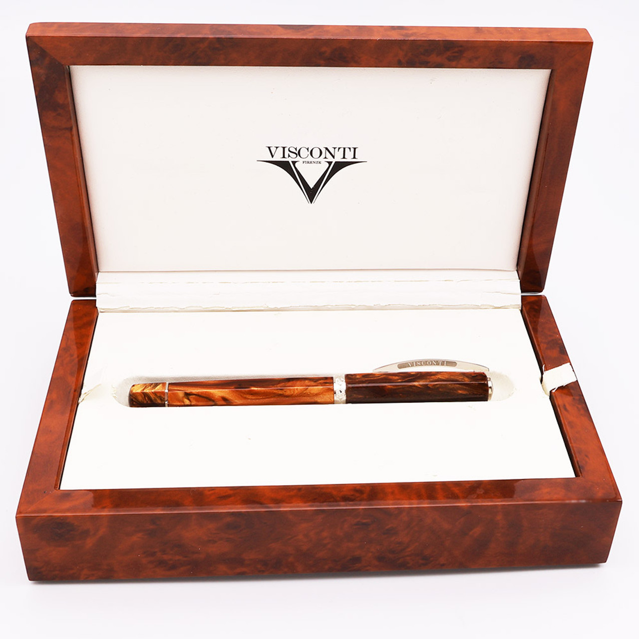 Visconti Medici Fountain Pen LE -  Brown Acrylic, Double Reservoir Power Filler,  1.3mm  Stub 23K Visconti Nib (Near Mint in Box, Works Well)