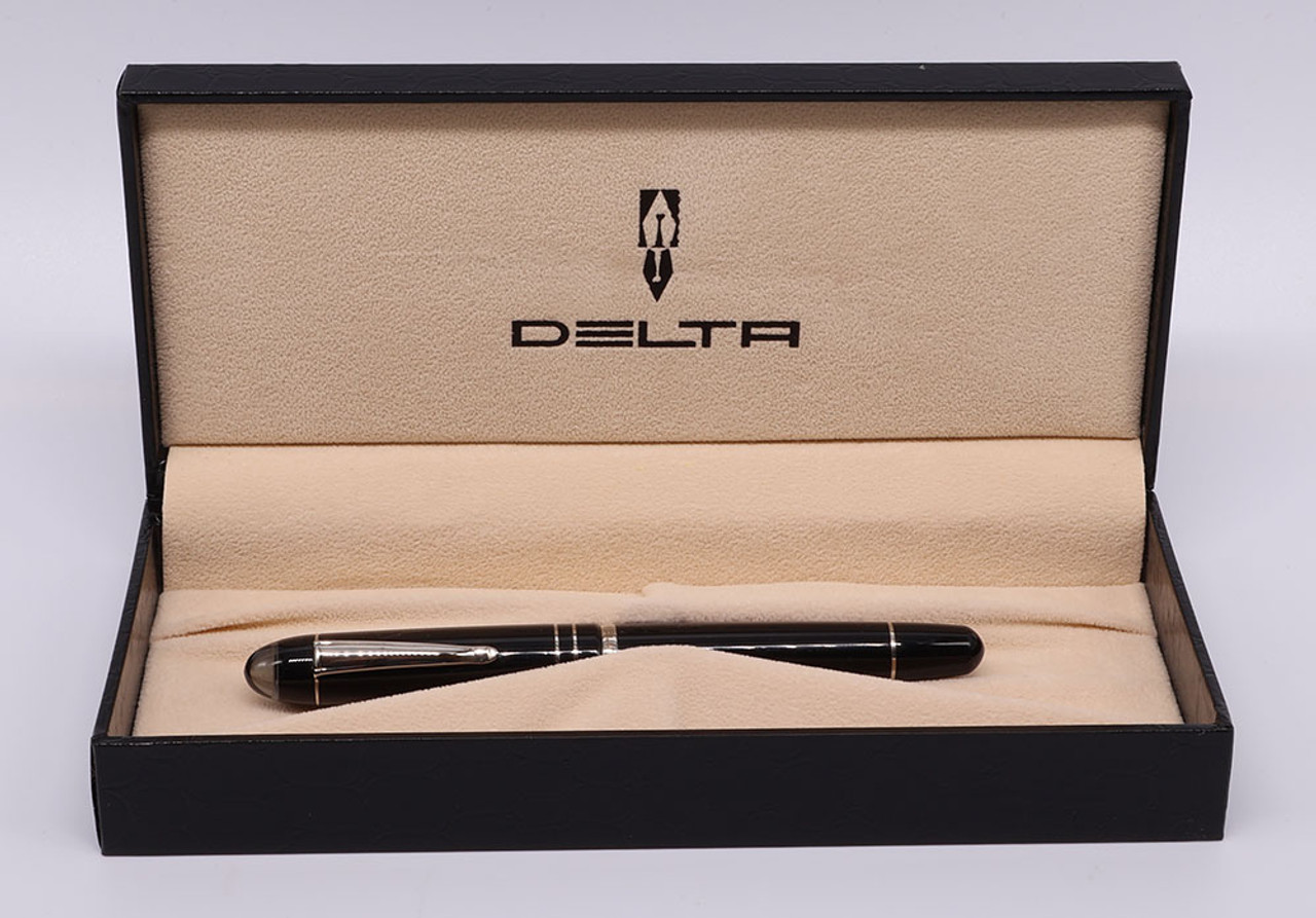 Delta Anni Settanta Mini Rollerball Pen (2000s)- Black w/Chrome Trim (Near Mint in Box, Works Well)