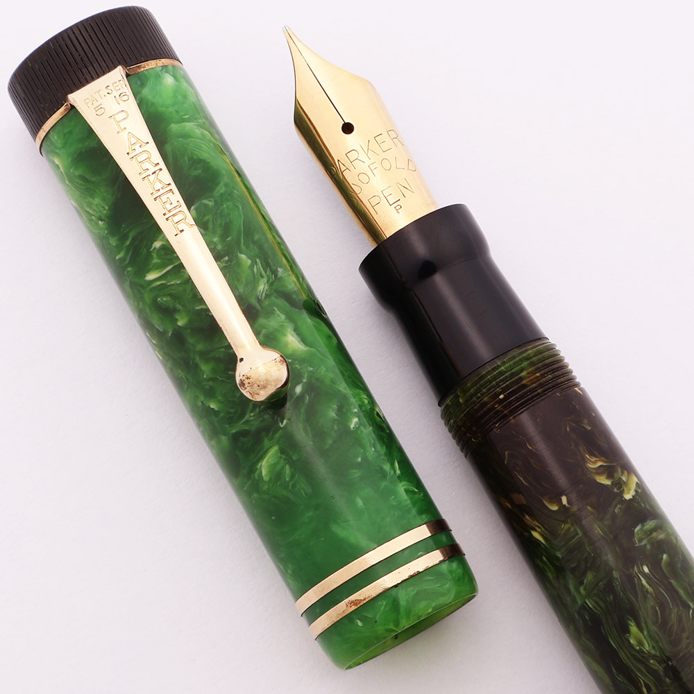Parker Duofold Senior Fountain Pen (1920s) - Jade Green w Double