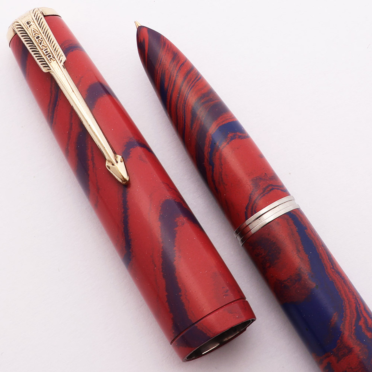 Parker 51 Kullock "Fantasy" Aerometric - Blue Pink Ebonite, Fine Gold Nib (Excellent, Works Well)