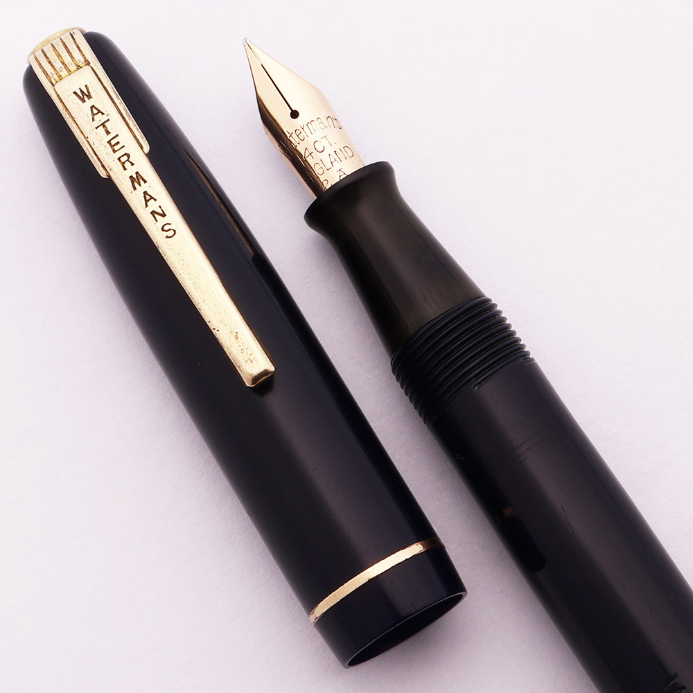 万年筆（waterman） Waterman 502 Fountain Pen (1940s, England) - Black w/GP Trim